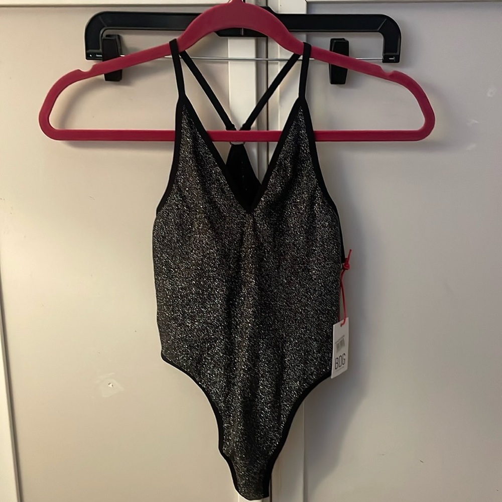 BDG Black and Silver Sparkle Bodysuit Size S